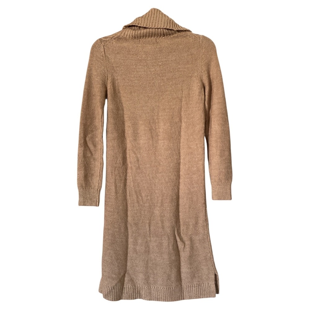 Banana Republic Knit Sweater Dress Brown XXS Cowl Neck Diamond Winter Cozy Y2K - Picture 2 of 11